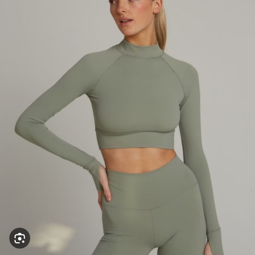 Tala Dayflex Cycling Shorts and Mock Neck Long Sleeve Crop Top set